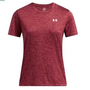 Under Armour Women's Large AVY Tech Twist Dark Red Short Sleeve T-Shirt NWT